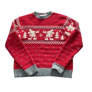 Vintage 2000s Disney Store Mickey Mouse Silhouette Christmas Sweater, S/M